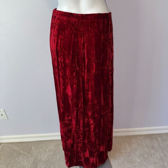 Vtg 70s Joy Stevens Red Crushed Velvet Maxi Skirt Boho Whimsygoth Size 15/16 - Picture 4 of 6